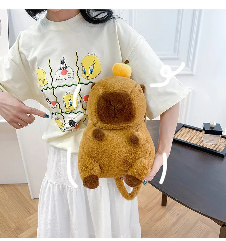 Capybara Plush Backpack Kawaii Fashion Plushie Doll Fur Bag Children's Bag Shoulder Bag Mini Knapsack Bags Gifts For Girlfriend