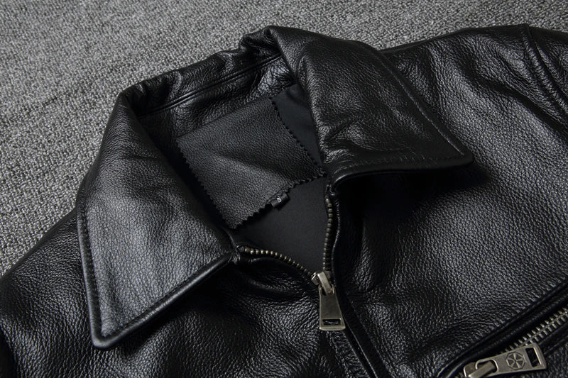 Men Cowhide Coat Vintage Men Leather Jacket Genuine Leather Clothes Men's Winter Jacket Motorcycle Biker Jackets