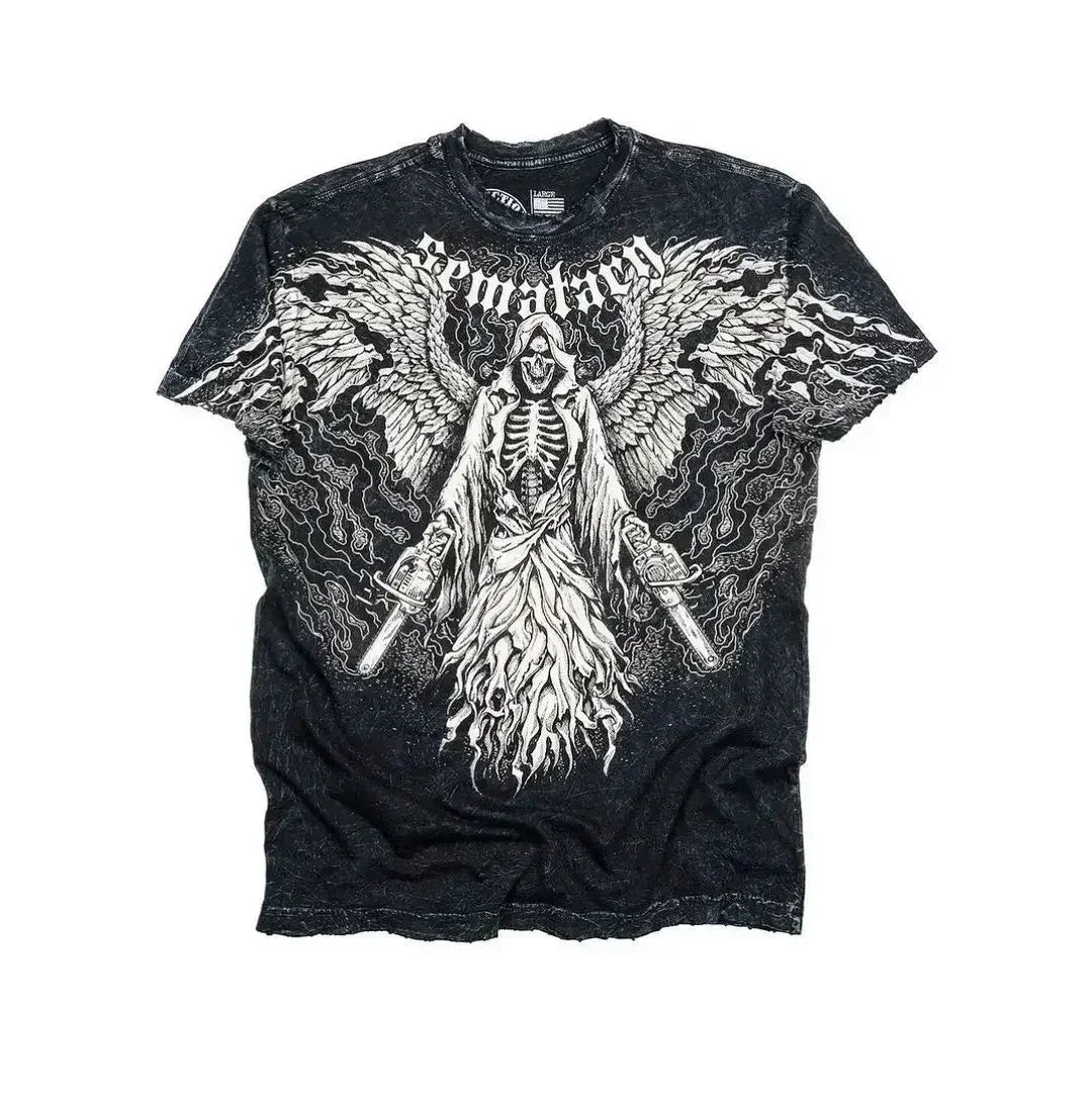Tshirt American affliction Washed  New Arrival Mens Clothes Tee Shirt Homme Graphic T-Shirts Men Tshirt for Men Ropa Hombre