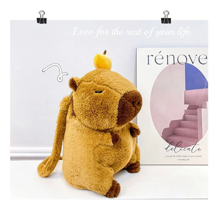 Capybara Plush Backpack Kawaii Fashion Plushie Doll Fur Bag Children's Bag Shoulder Bag Mini Knapsack Bags Gifts For Girlfriend