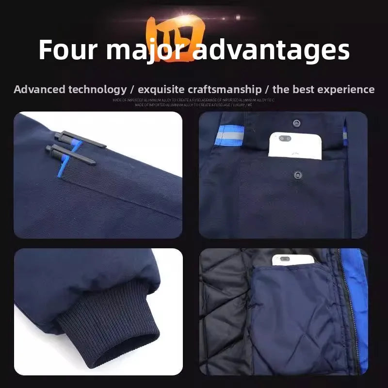 2023 Winter Thickened Warm Cotton Jacket Dirt Resistant Wear Resistant Workwear Protective Clothing Outerwear for Labor