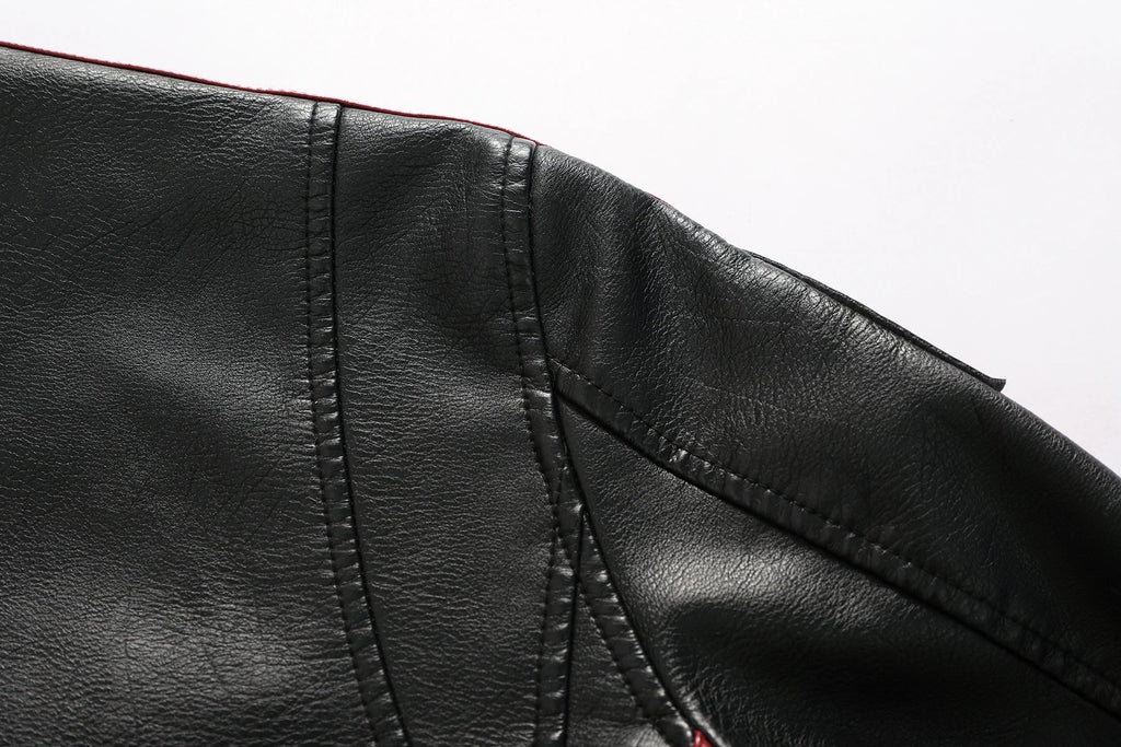 Men's motorcycle racing suit PU leather label color jacket