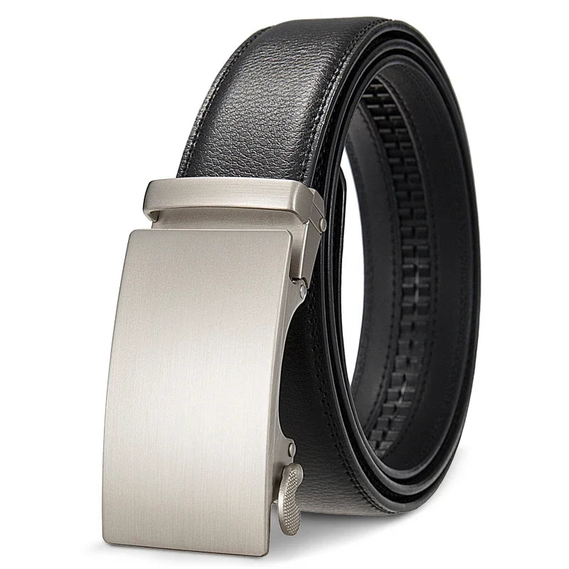 High Quality Genuine Leather Casual Belt Men, Adjustable Automatic Buckle Belts, Black/Brown Cuttable Ratchet Belt for men 2055