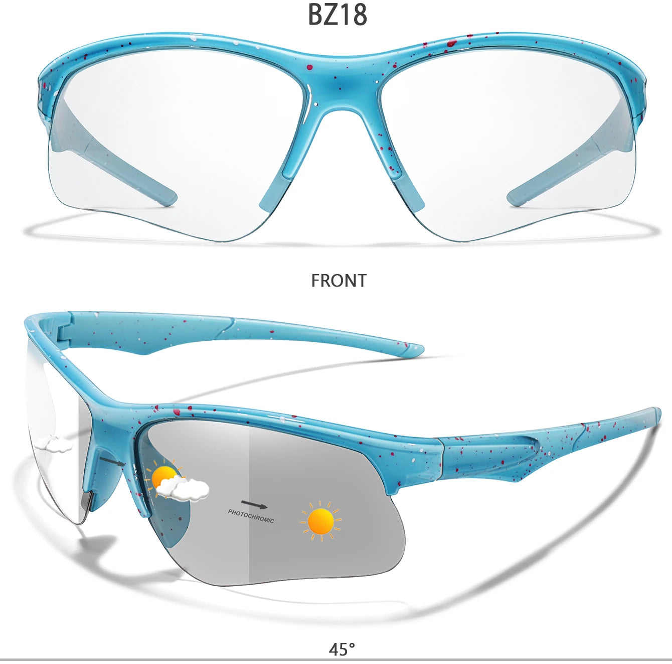 Trendy Style Photochromic Sunglasses For Men Women Outdoor Mtb Bicycle Cycling Runnging Eyewear Sports Bike Windproof Goggles
