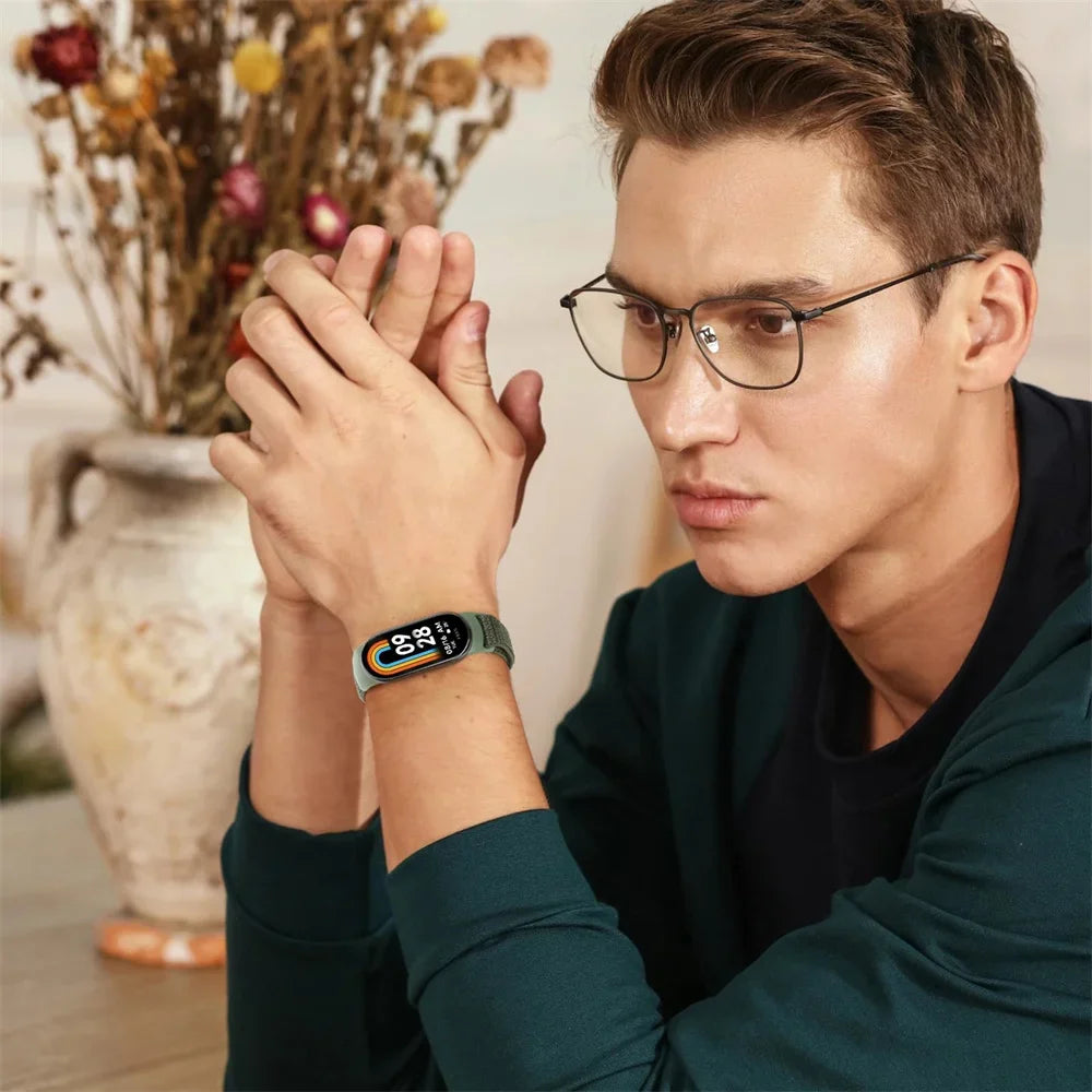 Nylon loop watchband For Xiaomi mi Band 8 Sport miband8 NFC Correa Breathable Replacement Bracelet smart band 8 Strap smartwatch
