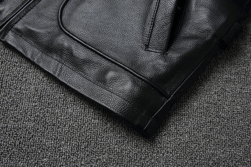 Men Cowhide Coat Vintage Men Leather Jacket Genuine Leather Clothes Men's Winter Jacket Motorcycle Biker Jackets