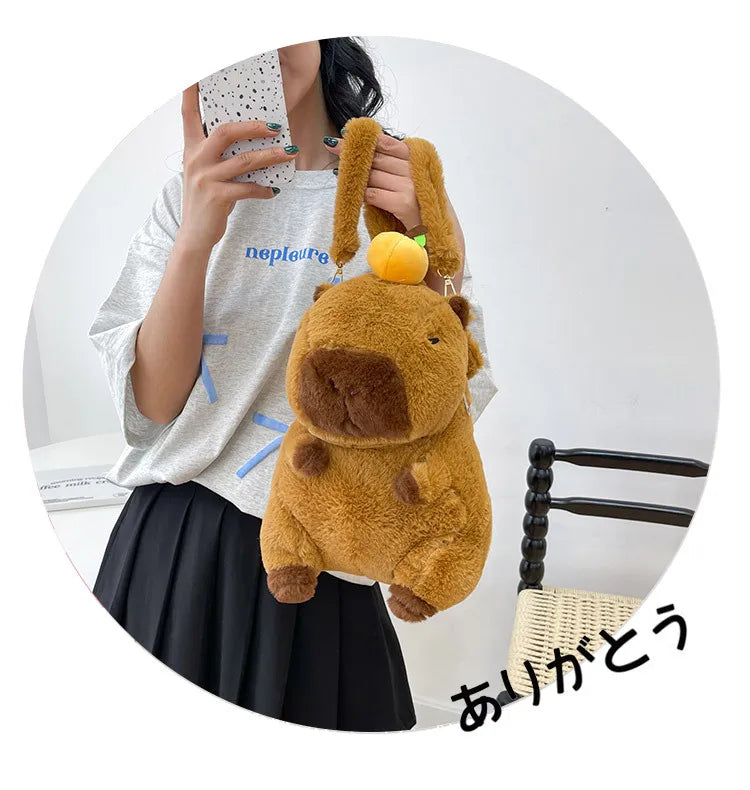 Capybara Plush Backpack Kawaii Fashion Plushie Doll Fur Bag Children's Bag Shoulder Bag Mini Knapsack Bags Gifts For Girlfriend