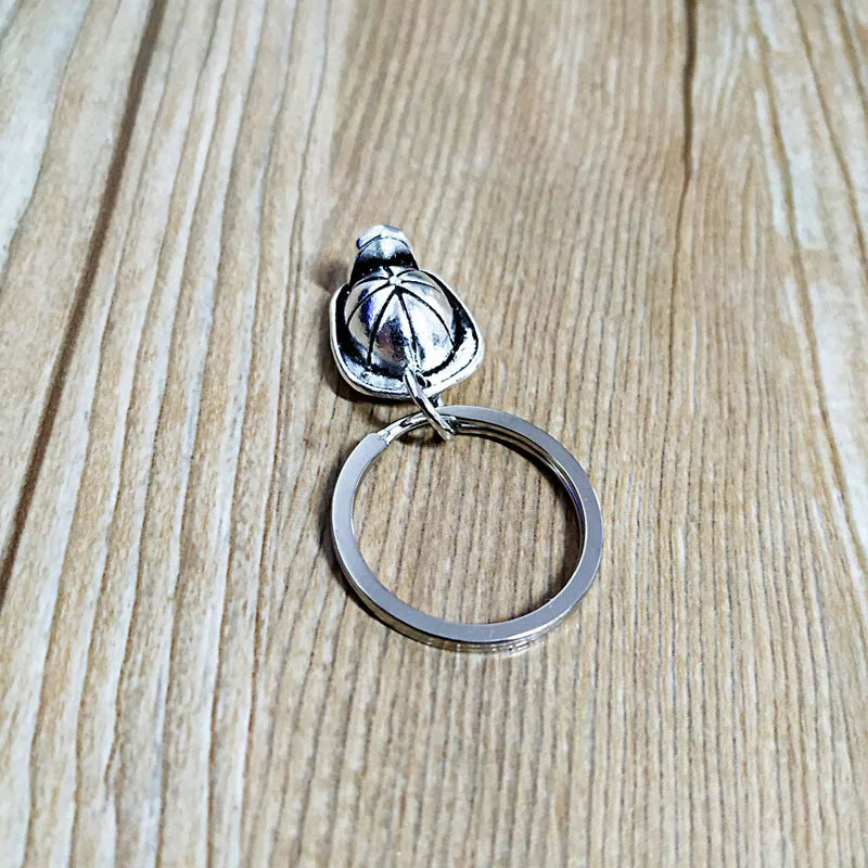 Popular Jewelry Alloy Pendant Keychain Firefighter Metal Hat Father's Day Gift Safety Helmet