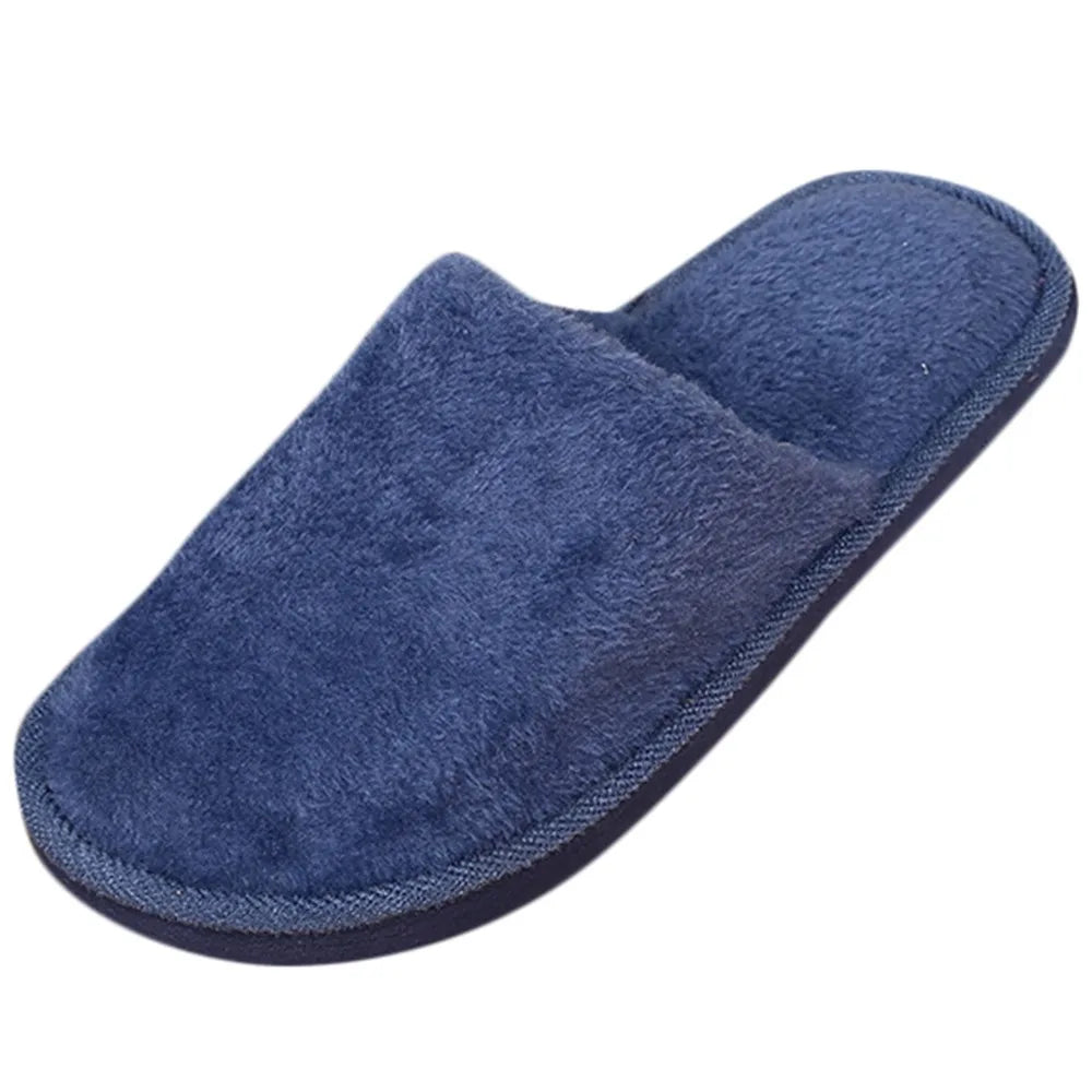 Men's Winter Slippers Warm Bedroom Plush Shoes Home Floor Soft Indoors Thin Velvet Solid Color Non Slip Half Drag Slipper