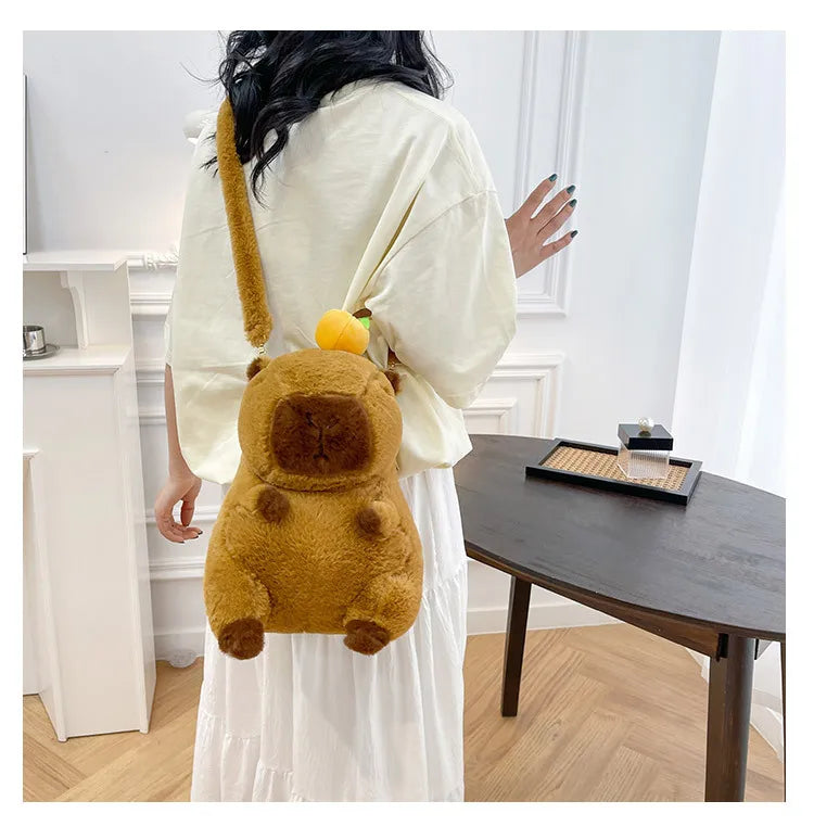 Capybara Plush Backpack Kawaii Fashion Plushie Doll Fur Bag Children's Bag Shoulder Bag Mini Knapsack Bags Gifts For Girlfriend
