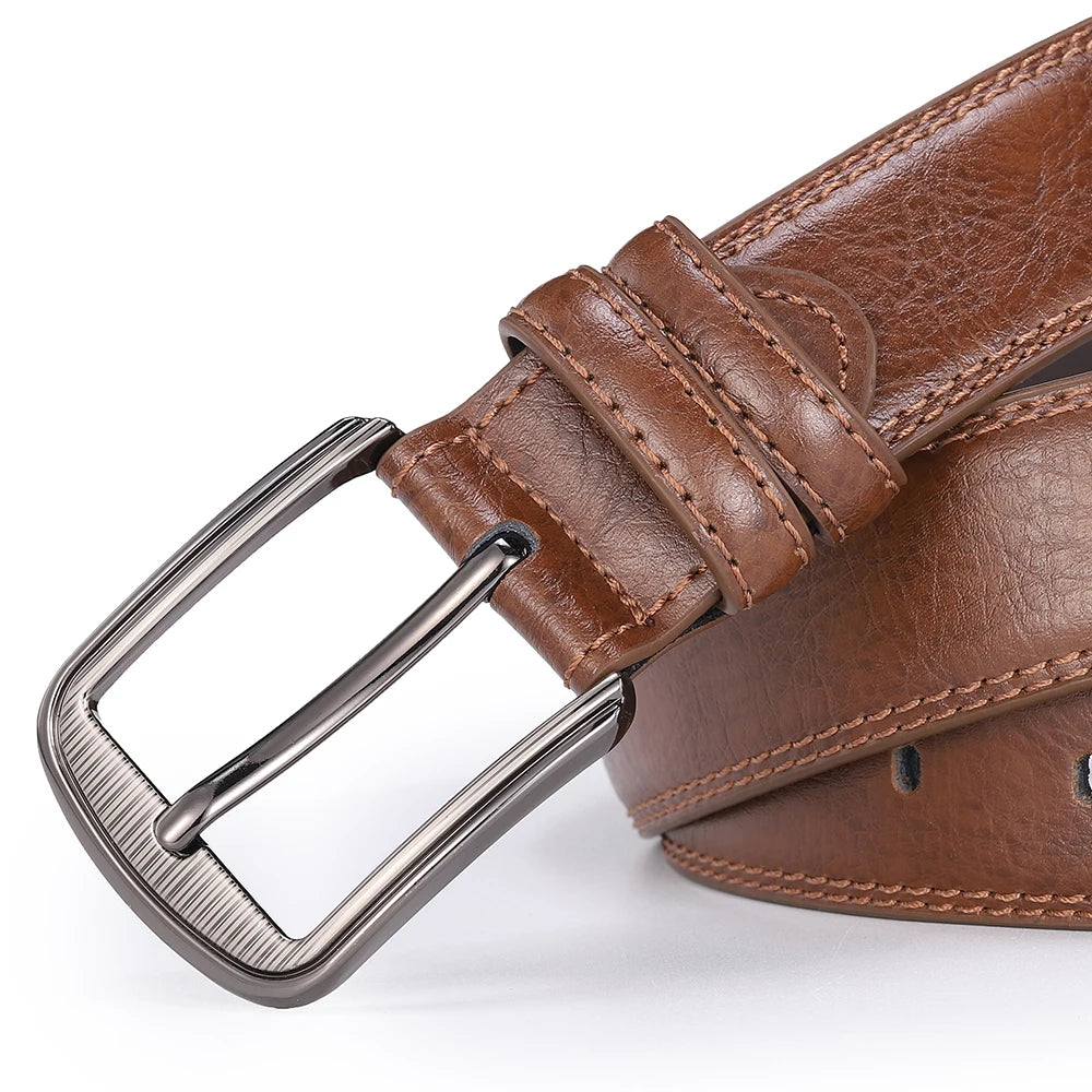 Men's Cowhide Pin Buckle Belt Fashion Genuine Leather Belt for Men High Quality Casual Jeans Belt Male Luxury Designer Business
