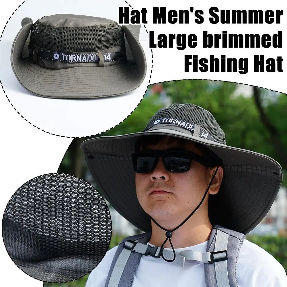 Summer Large Sun Hat Men Women Breathable Fishing Caps Sun UV Protection Mesh Fisherman Hat Hiking Outdoor Beach Cap