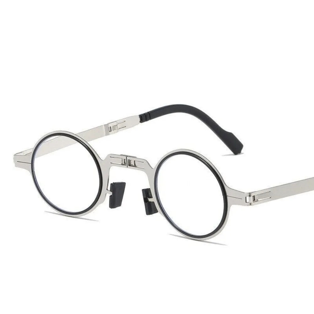 Retro Folding Reading Glasses for Men / Women Metal Frame Anti-blue Light Eyeglasses with Free Case