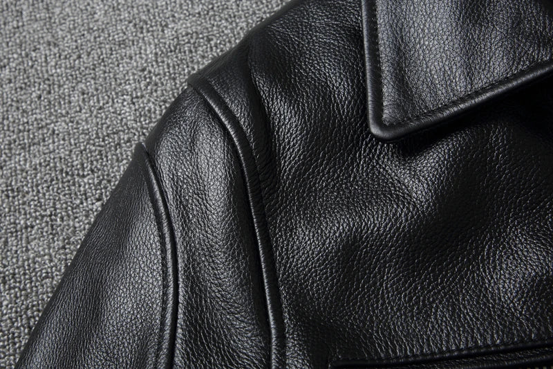 Men Cowhide Coat Vintage Men Leather Jacket Genuine Leather Clothes Men's Winter Jacket Motorcycle Biker Jackets