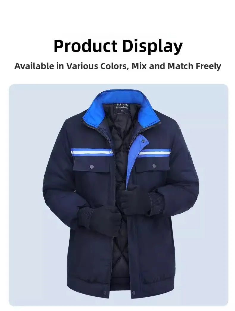 2023 Winter Thickened Warm Cotton Jacket Dirt Resistant Wear Resistant Workwear Protective Clothing Outerwear for Labor