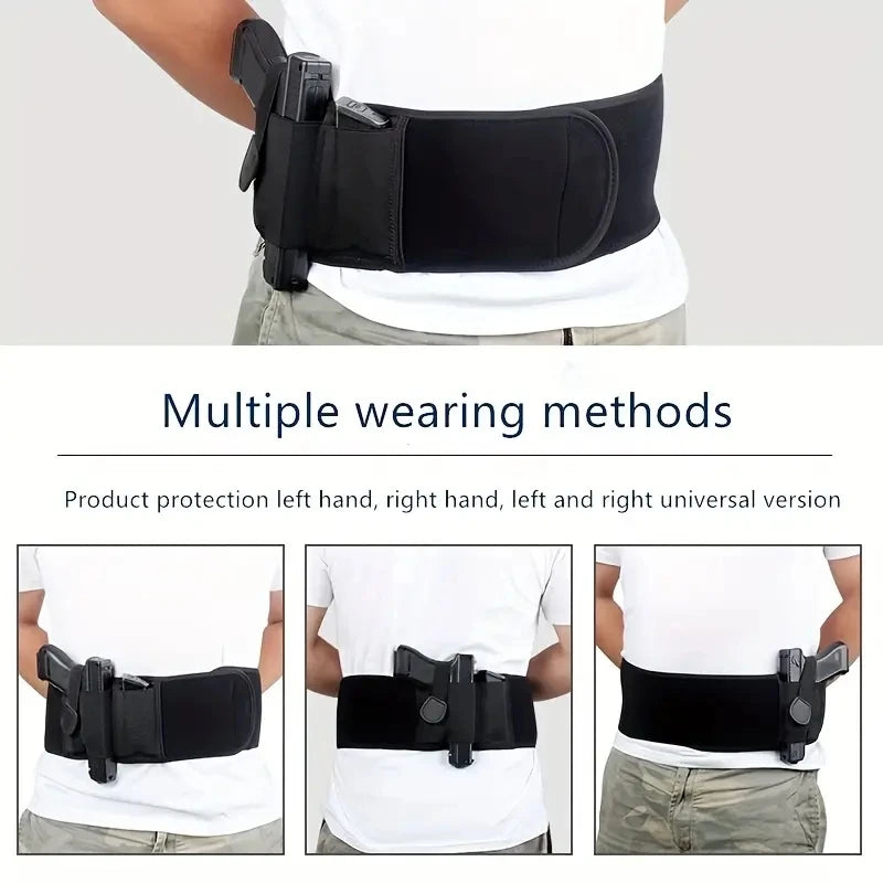 Waist Band Belt for Outdoor Hunting Fitness Defense Use Tactical Belly Gun Holster Portable Hidden Phone Bag Concealed Carry