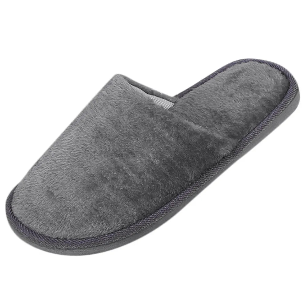 Men's Winter Slippers Warm Bedroom Plush Shoes Home Floor Soft Indoors Thin Velvet Solid Color Non Slip Half Drag Slipper