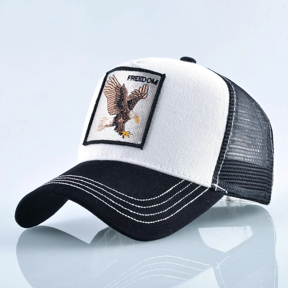 Fashion Trucker Caps With Embroidery Goat Patch Four Seasons Snapback Baseball Cap For Men Women Adjustable Visor Hat