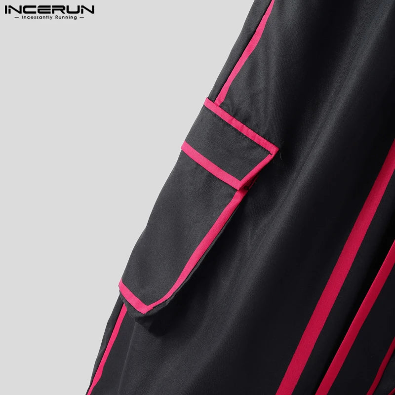 INCERUN Summer Spring Long Pants Men Fashion Patchwork Harem Pants Loose Long Trouser Streetwear Bottoms Oversize Men's Clothing