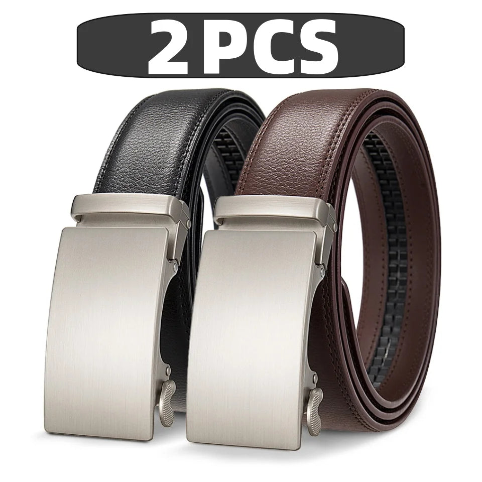 High Quality Genuine Leather Casual Belt Men, Adjustable Automatic Buckle Belts, Black/Brown Cuttable Ratchet Belt for men 2055