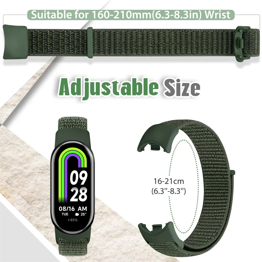 Nylon loop watchband For Xiaomi mi Band 8 Sport miband8 NFC Correa Breathable Replacement Bracelet smart band 8 Strap smartwatch