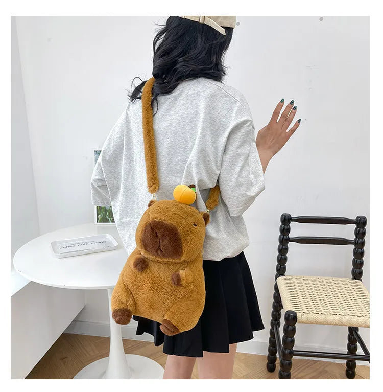Capybara Plush Backpack Kawaii Fashion Plushie Doll Fur Bag Children's Bag Shoulder Bag Mini Knapsack Bags Gifts For Girlfriend