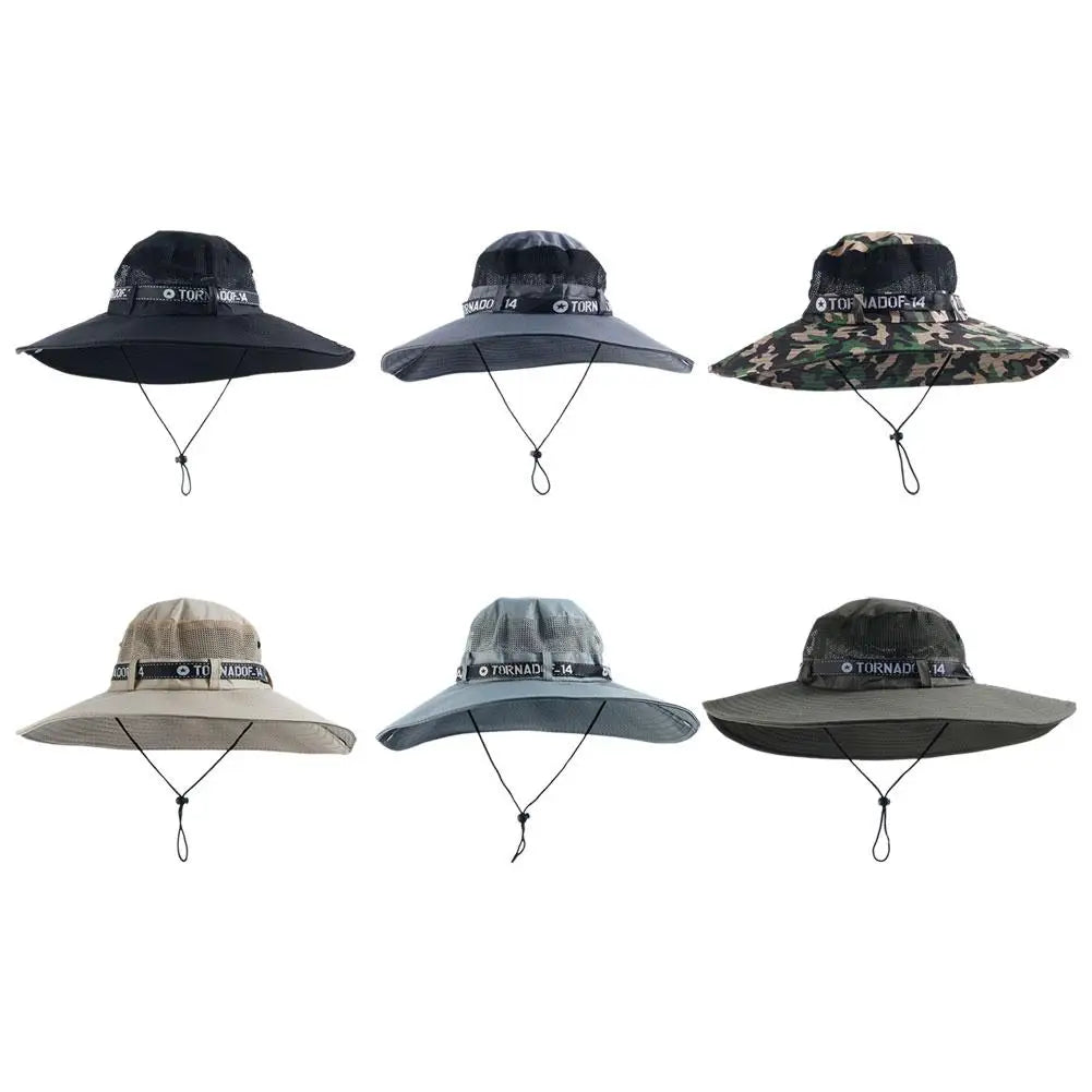 Summer Large Sun Hat Men Women Breathable Fishing Caps Sun UV Protection Mesh Fisherman Hat Hiking Outdoor Beach Cap