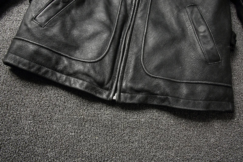 Men Cowhide Coat Vintage Men Leather Jacket Genuine Leather Clothes Men's Winter Jacket Motorcycle Biker Jackets