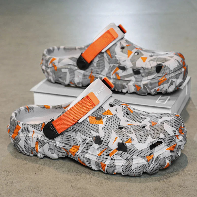 Shoes Men's Clogs Slippers Sandals 46 47 Male Garden Shoes Flat Camouflage Sandals Male Big Size Outdoor Flip Flops Home Clogs