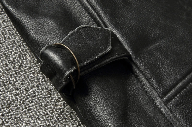 Men Cowhide Coat Vintage Men Leather Jacket Genuine Leather Clothes Men's Winter Jacket Motorcycle Biker Jackets