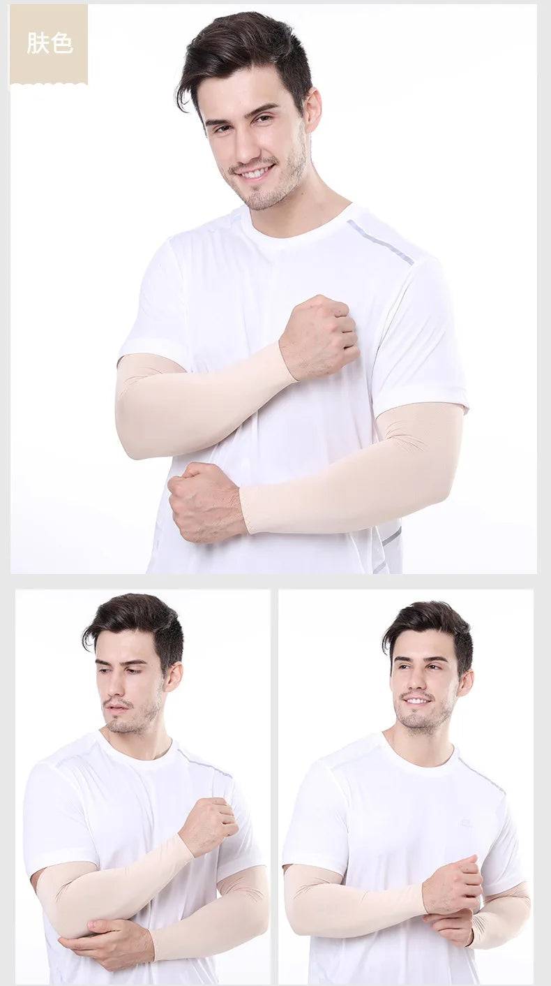 2Pcs Unisex Cooling Arm Sleeves Cover Sports Running UV Sun Protection Outdoor Men Fishing Cycling Sleeves for Hide Tattoos