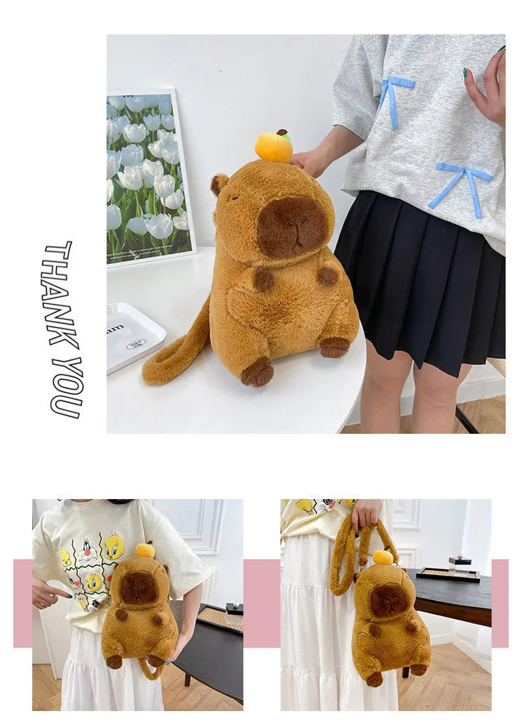 Capybara Plush Backpack Kawaii Fashion Plushie Doll Fur Bag Children's Bag Shoulder Bag Mini Knapsack Bags Gifts For Girlfriend