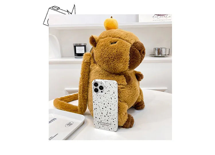 Capybara Plush Backpack Kawaii Fashion Plushie Doll Fur Bag Children's Bag Shoulder Bag Mini Knapsack Bags Gifts For Girlfriend