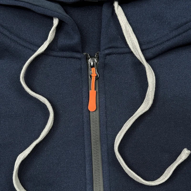 Men's Casual Sports Hoodie Spring Autumn Fashion Solid Color Long-Sleeved Pullover with Arm Pocket And Pull Rope plus Size