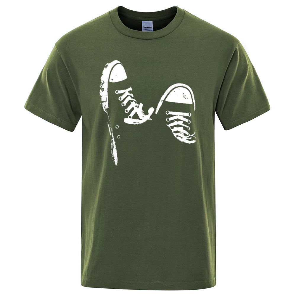 Hot Sale 100% Cotton Casual Short Sleeve Skate Shoes Men t Shirt Summer Breathable Clothes O-Neck Oversized Short Sleeves Unisex