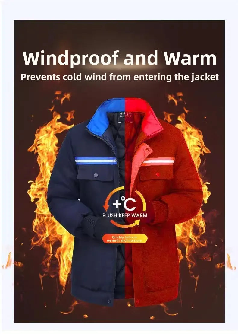 2023 Winter Thickened Warm Cotton Jacket Dirt Resistant Wear Resistant Workwear Protective Clothing Outerwear for Labor