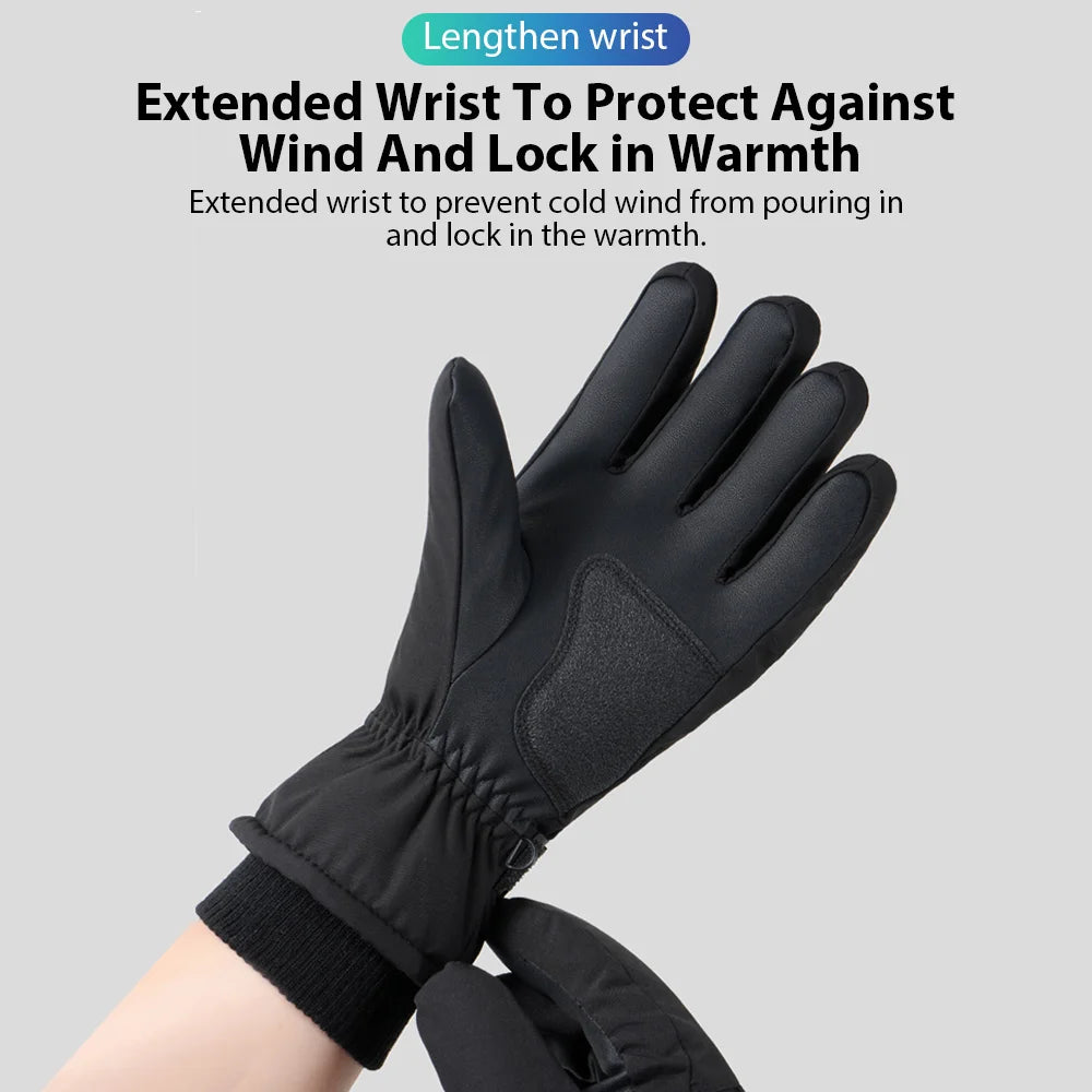 Men Winter Waterproof Cycling Gloves Outdoor Sports Running Motorcycle Ski Touch Screen Fleece Gloves Non-slip Warm Full Fingers