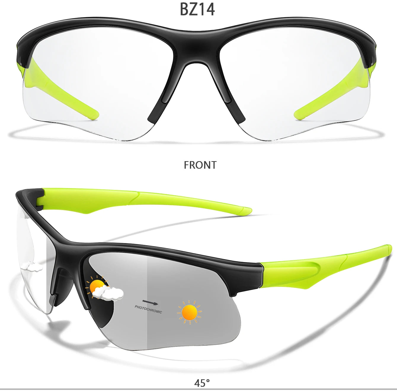 Trendy Style Photochromic Sunglasses For Men Women Outdoor Mtb Bicycle Cycling Runnging Eyewear Sports Bike Windproof Goggles