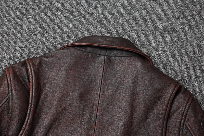 Men Cowhide Coat Vintage Men Leather Jacket Genuine Leather Clothes Men's Winter Jacket Motorcycle Biker Jackets