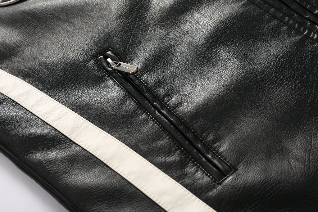 Men's motorcycle racing suit PU leather label color jacket