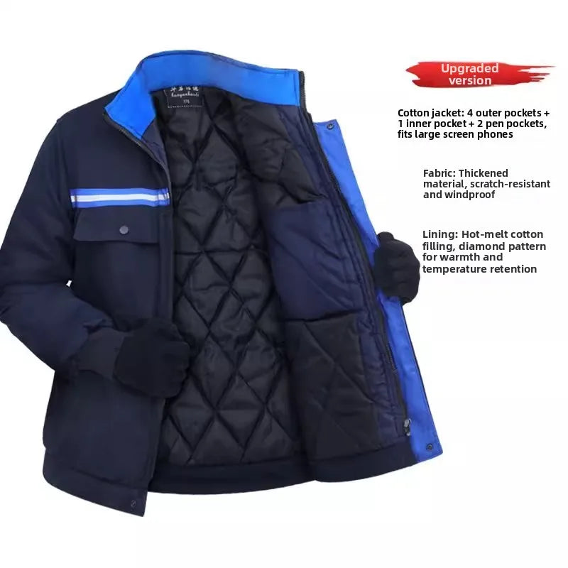 2023 Winter Thickened Warm Cotton Jacket Dirt Resistant Wear Resistant Workwear Protective Clothing Outerwear for Labor