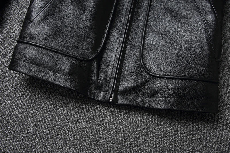 Men Cowhide Coat Vintage Men Leather Jacket Genuine Leather Clothes Men's Winter Jacket Motorcycle Biker Jackets