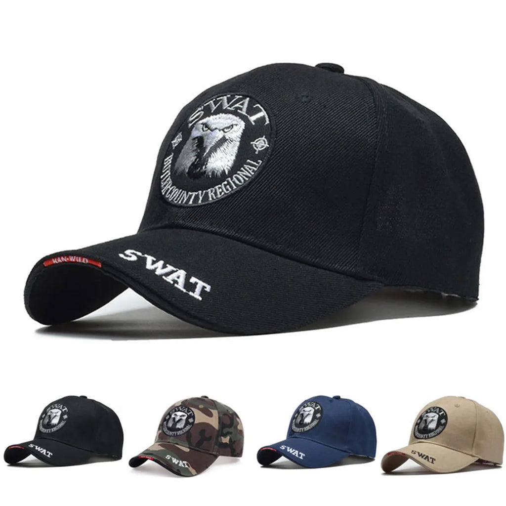 1piece Unisex SWAT Eagle Embroidered Baseball Cap Outdoor Adjustable Sunscreen Leisure Hat Spring Autumn Travel Tourism Vacation