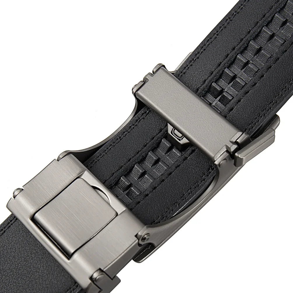 High Quality Genuine Leather Casual Belt Men, Adjustable Automatic Buckle Belts, Black/Brown Cuttable Ratchet Belt for men 2055