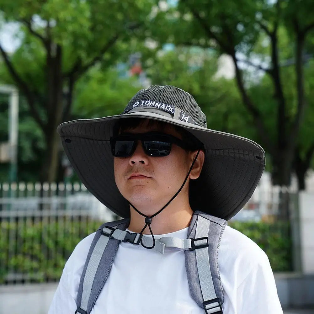 Summer Large Sun Hat Men Women Breathable Fishing Caps Sun UV Protection Mesh Fisherman Hat Hiking Outdoor Beach Cap